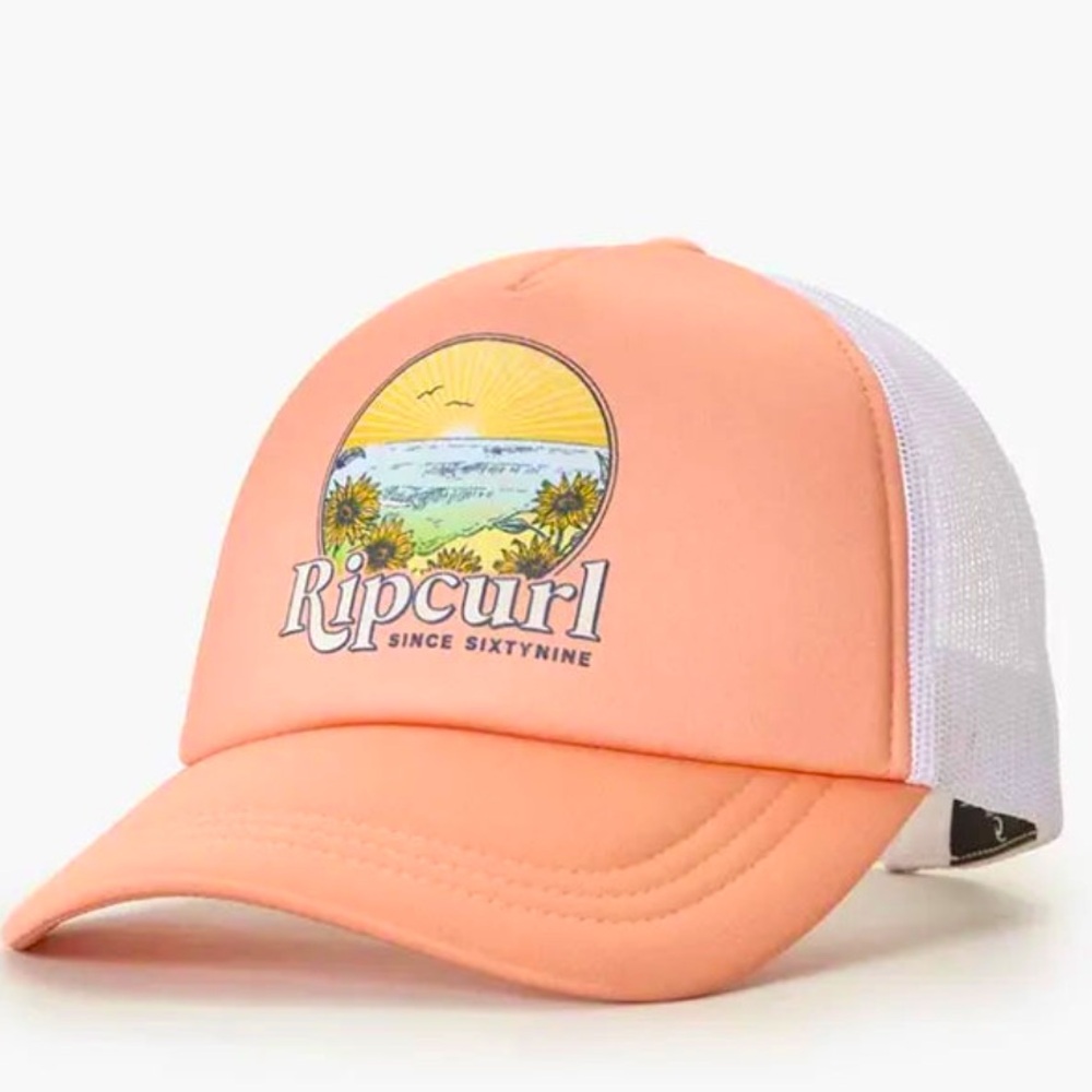 RIP CURL Golden Hour Peach and White Trucker Hat ~ NWT